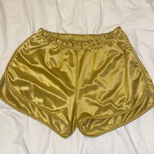 Gold satin shorts